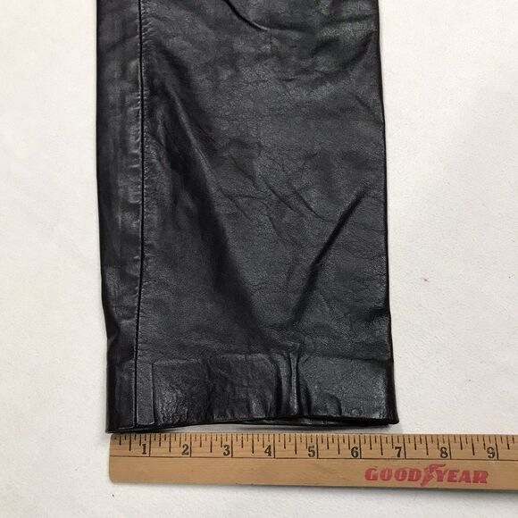 Vtg 80s DEERSKIN Trading Black Leather Jean Pants Men 28X30 Lined Rock Star - Picture 13 of 16